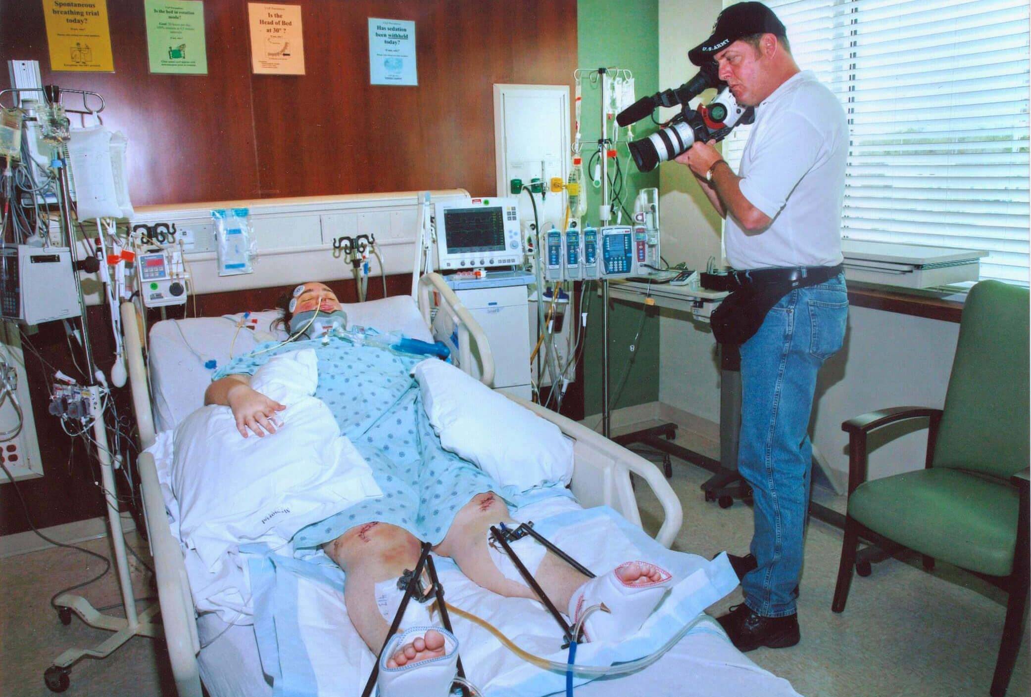 James filming Day in My Life video at hospital
